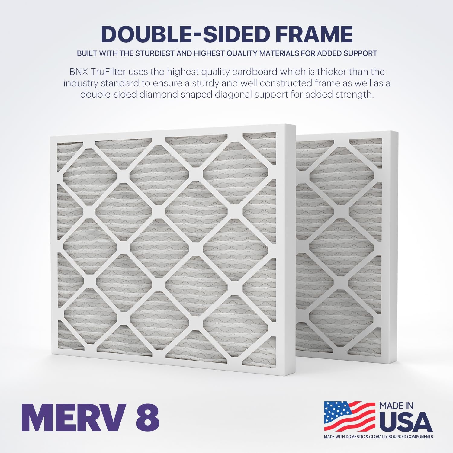 BNX TruFilter 12x12x1 Air Filter MERV 8 6Pack  MADE IN USA  Dust ampamp Pet Defense Pleated Air Conditioner HVAC AC Furnace Filters for Dust Pet Mold Pollen MPR 600  700 ampamp FPR 516x20x2 4Pack
