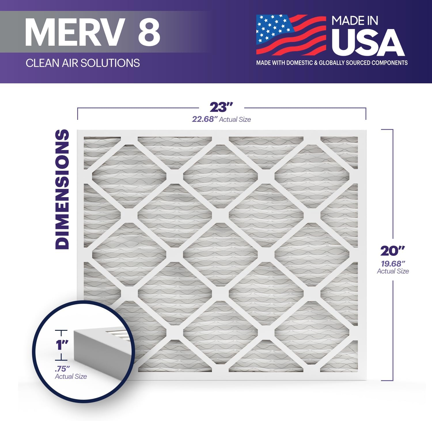 BNX TruFilter 12x12x1 Air Filter MERV 8 6Pack  MADE IN USA  Dust ampamp Pet Defense Pleated Air Conditioner HVAC AC Furnace Filters for Dust Pet Mold Pollen MPR 600  700 ampamp FPR 520x23x1 4Pack