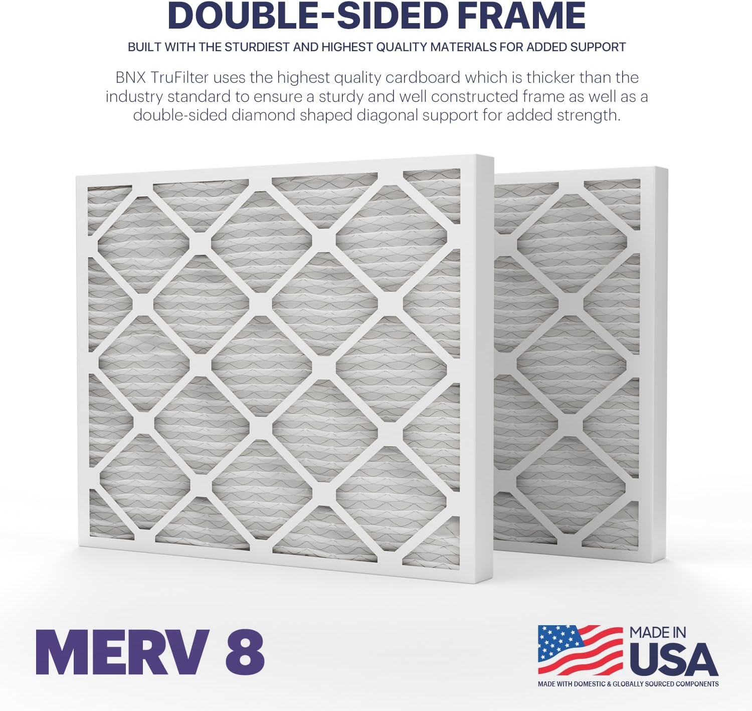 BNX TruFilter 16x25x1 Air Filter MERV 8 6Pack  MADE IN USA  Dust ampamp Pet Defense Electrostatic Pleated Air Conditioner HVAC AC Furnace Filters for Dust Pet Mold Pollen MPR 600  700 ampamp FPR 520x24x2 4Pack