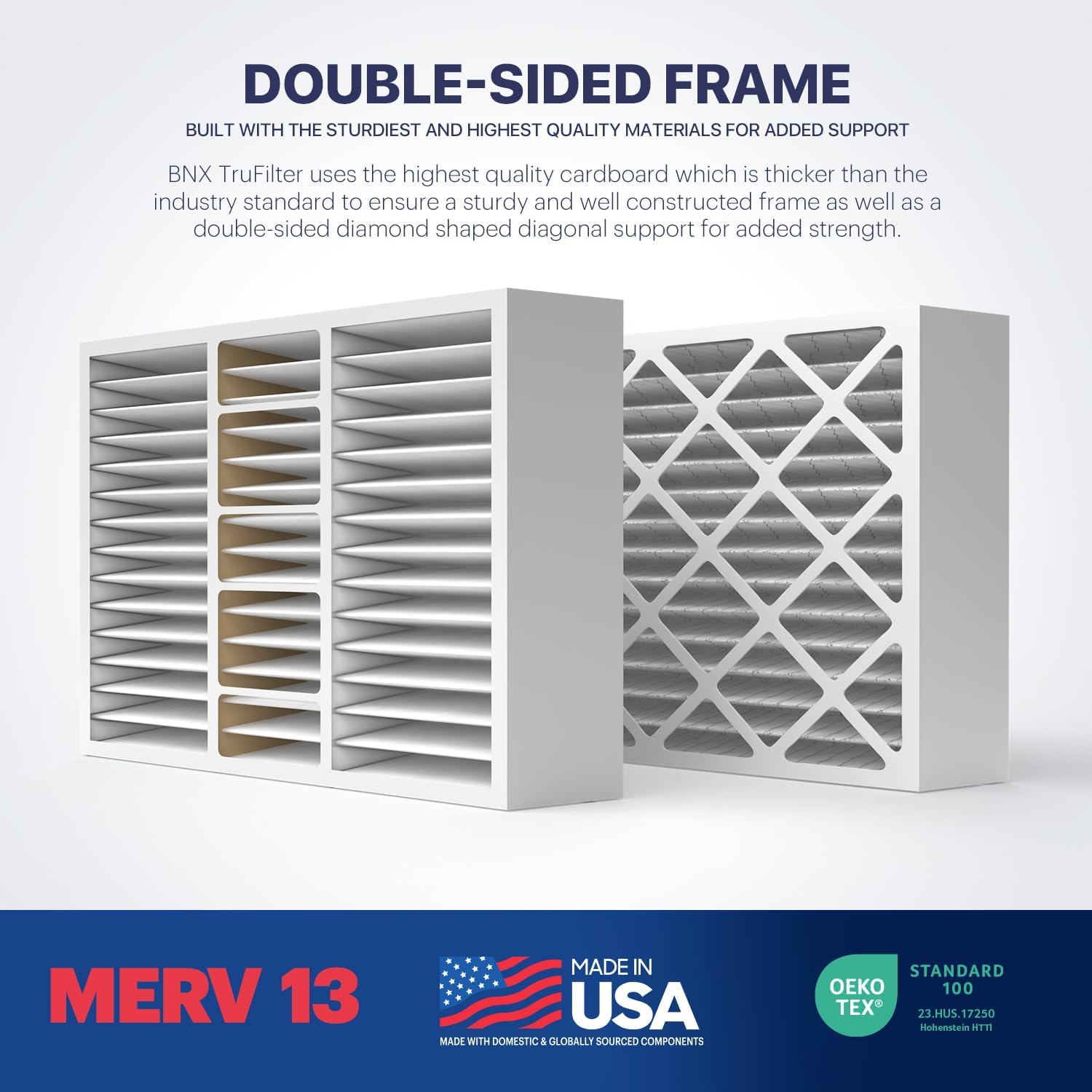 BNX TruFilter 18x20x1 Air Filter MERV 13 4Pack  MADE IN USA  Electrostatic Pleated Air Conditioner HVAC AC Furnace Filters for Allergies Pollen Mold Bacteria Smoke Allergen MPR 1900 FPR 1016x25x5 2Pack Honeywell Compatible