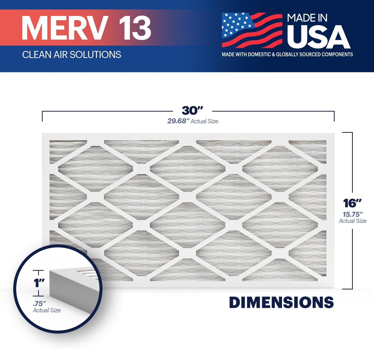 BNX TruFilter 18x20x1 Air Filter MERV 13 4Pack  MADE IN USA  Electrostatic Pleated Air Conditioner HVAC AC Furnace Filters for Allergies Pollen Mold Bacteria Smoke Allergen MPR 1900 FPR 1016x30x1 4Pack