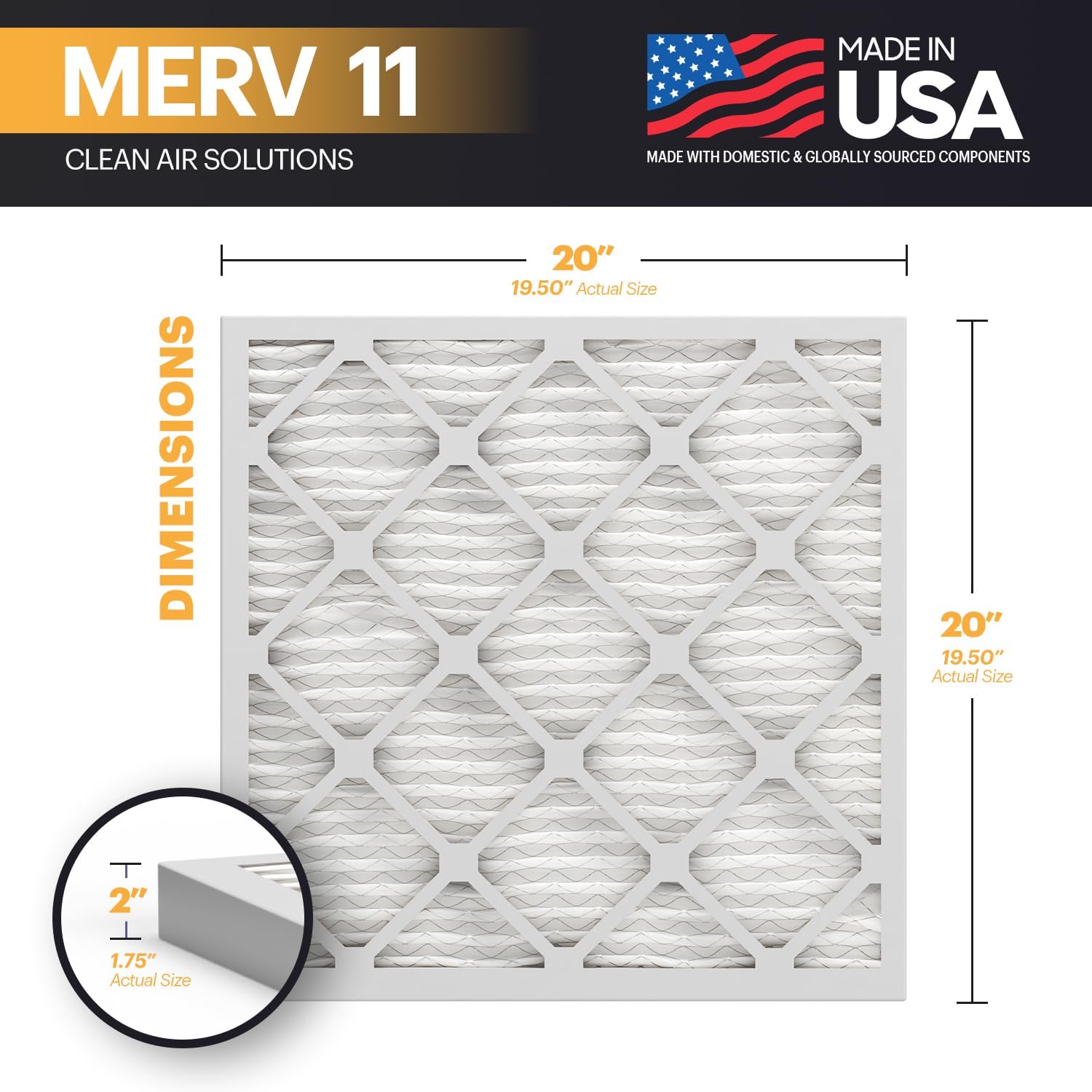 BNX TruFilter 20x22x1 Air Filter MERV 11 6Pack  MADE IN USA  Allergen Defense Electrostatic Pleated Air Conditioner HVAC AC Furnace Filters for Allergies Dust Pet Smoke Allergy MPR 1200 FPR 720x20x2 4Pack