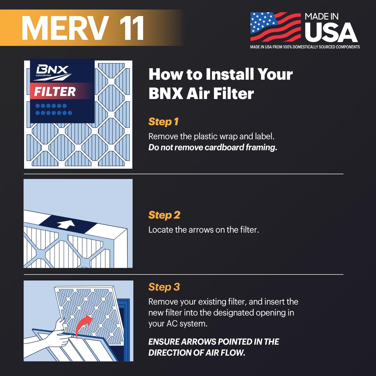 BNX TruFilter 20x22x1 Air Filter MERV 11 6Pack  MADE IN USA  Allergen Defense Electrostatic Pleated Air Conditioner HVAC AC Furnace Filters for Allergies Dust Pet Smoke Allergy MPR 1200 FPR 714x25x1 6pack