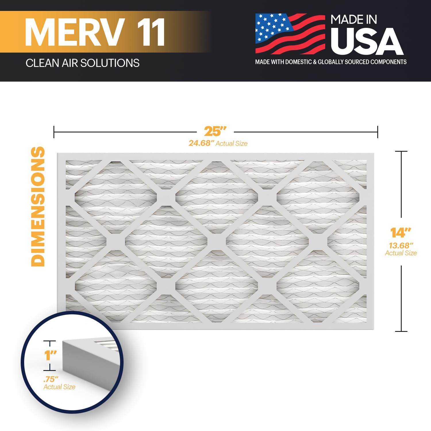 BNX TruFilter 20x22x1 Air Filter MERV 11 6Pack  MADE IN USA  Allergen Defense Electrostatic Pleated Air Conditioner HVAC AC Furnace Filters for Allergies Dust Pet Smoke Allergy MPR 1200 FPR 714x25x1 6pack
