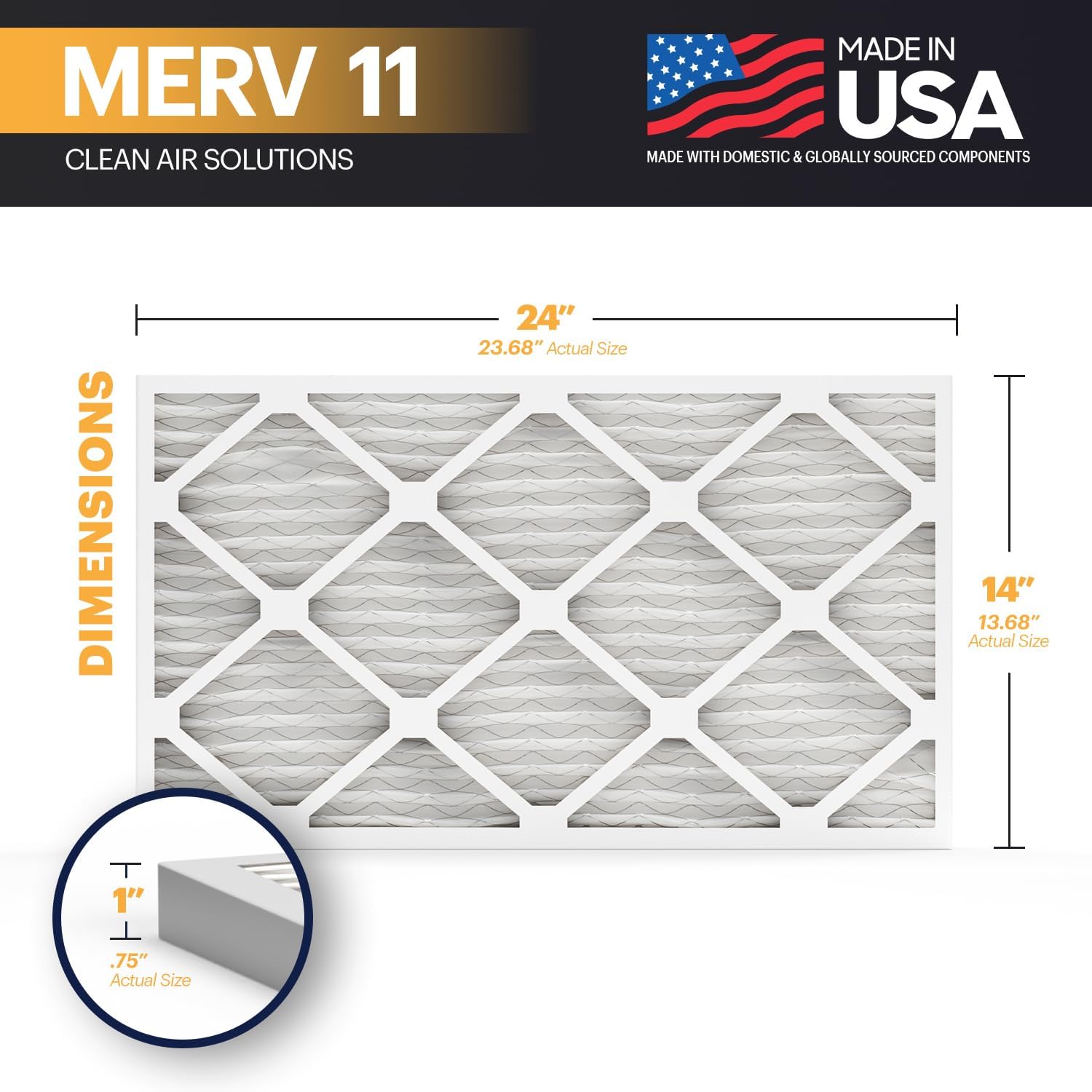 BNX TruFilter 20x22x1 Air Filter MERV 11 6Pack  MADE IN USA  Allergen Defense Electrostatic Pleated Air Conditioner HVAC AC Furnace Filters for Allergies Dust Pet Smoke Allergy MPR 1200 FPR 714x24x1 6Pack