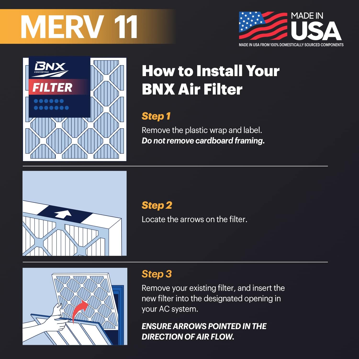 BNX TruFilter 20x22x1 Air Filter MERV 11 6Pack  MADE IN USA  Allergen Defense Electrostatic Pleated Air Conditioner HVAC AC Furnace Filters for Allergies Dust Pet Smoke Allergy MPR 1200 FPR 716x20x1 6pack
