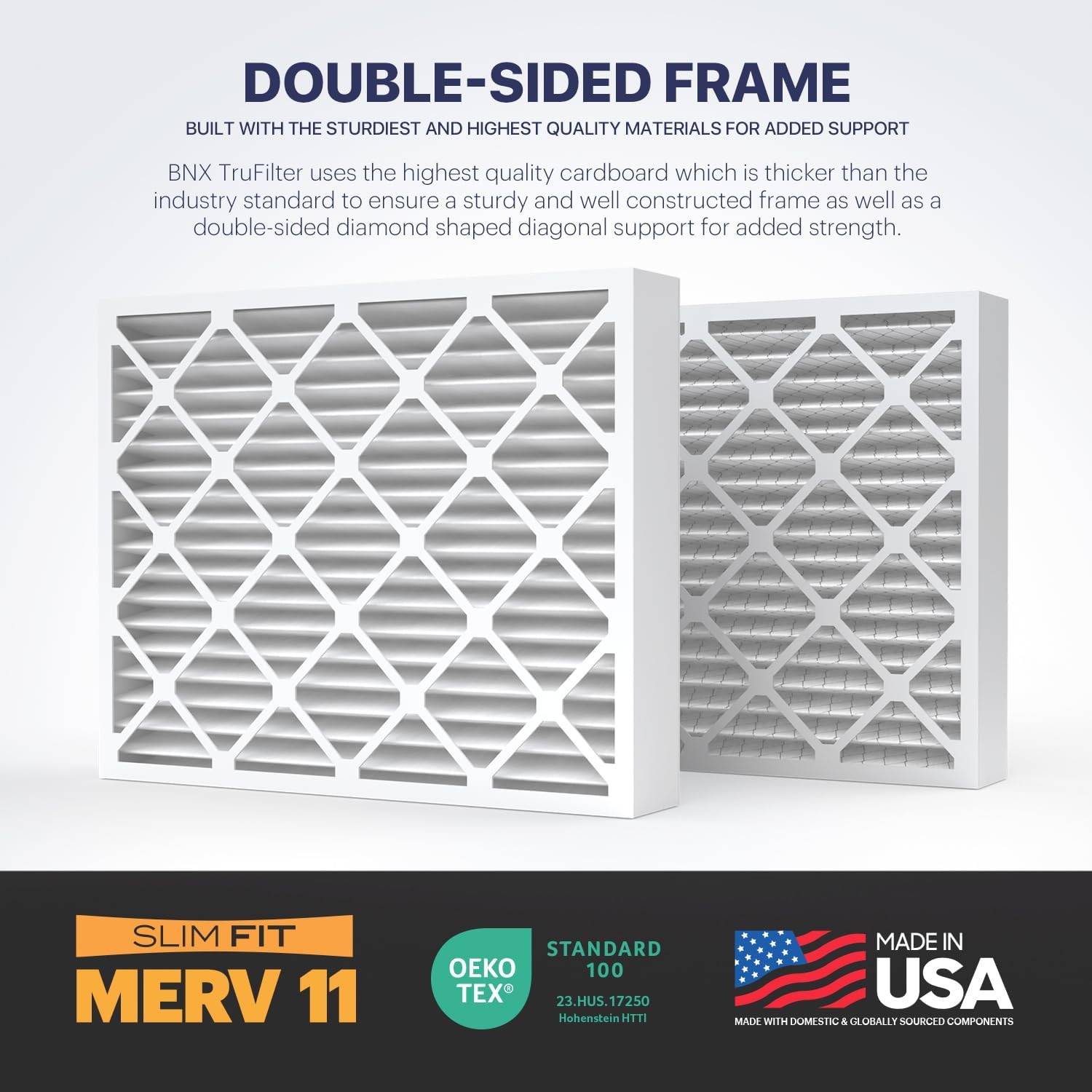 BNX TruFilter 20x22x1 Air Filter MERV 11 6Pack  MADE IN USA  Allergen Defense Electrostatic Pleated Air Conditioner HVAC AC Furnace Filters for Allergies Dust Pet Smoke Allergy MPR 1200 FPR 716x25x5 2Pack Honeywell Compatible