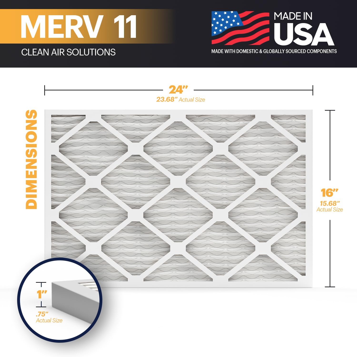 BNX TruFilter 20x22x1 Air Filter MERV 11 6Pack  MADE IN USA  Allergen Defense Electrostatic Pleated Air Conditioner HVAC AC Furnace Filters for Allergies Dust Pet Smoke Allergy MPR 1200 FPR 716x24x1 6Pack
