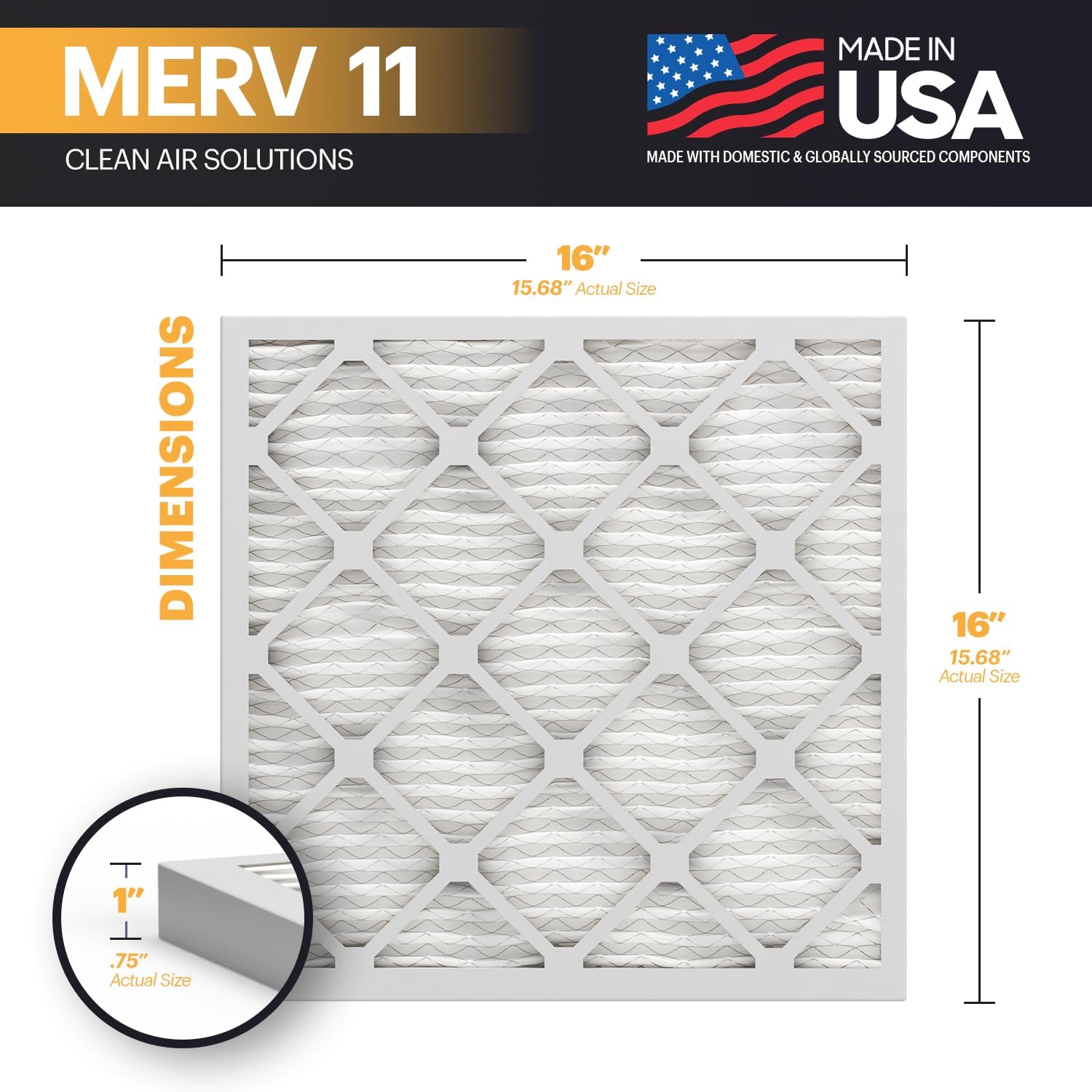 BNX TruFilter 20x22x1 Air Filter MERV 11 6Pack  MADE IN USA  Allergen Defense Electrostatic Pleated Air Conditioner HVAC AC Furnace Filters for Allergies Dust Pet Smoke Allergy MPR 1200 FPR 716x16x1 6Pack