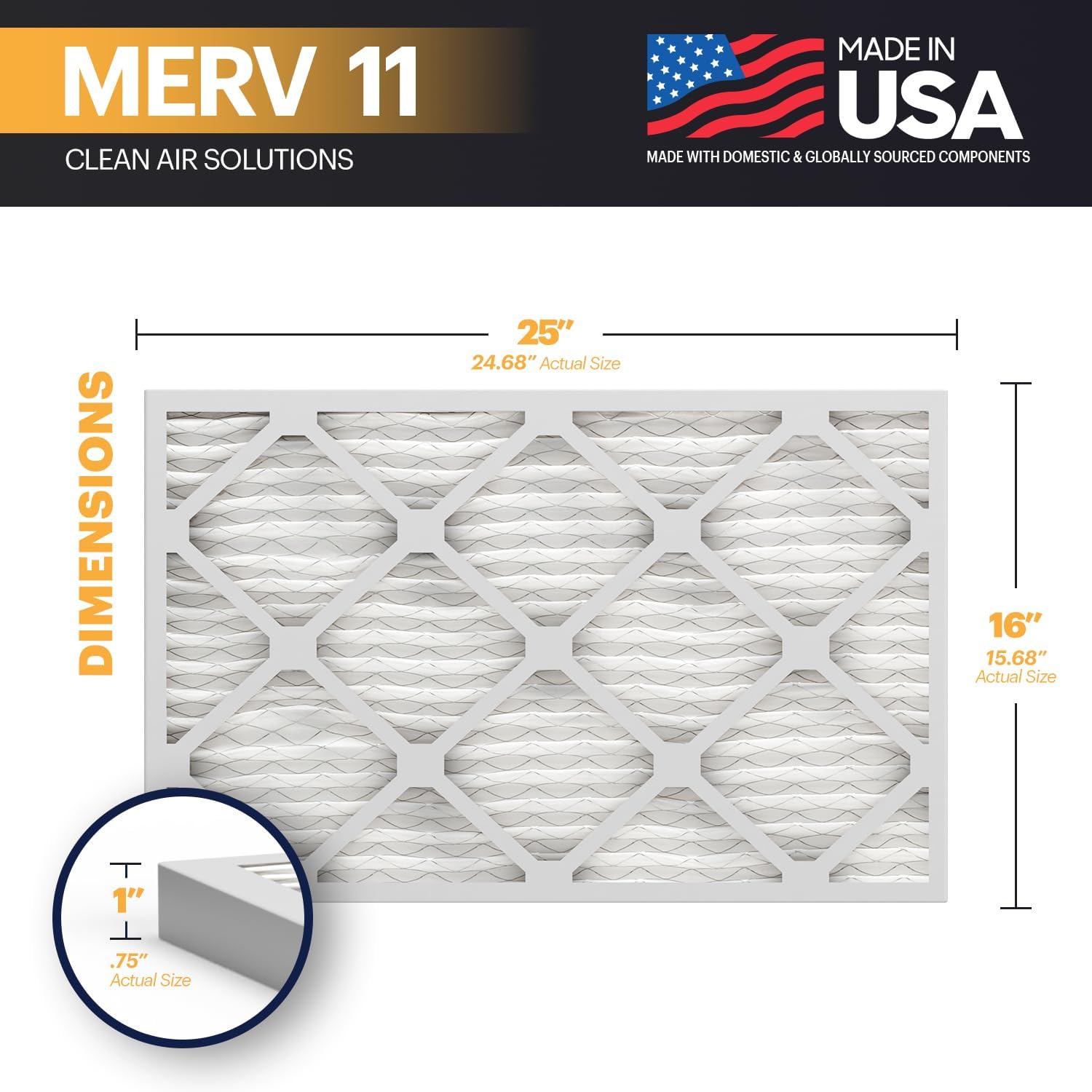 BNX TruFilter 20x22x1 Air Filter MERV 11 6Pack  MADE IN USA  Allergen Defense Electrostatic Pleated Air Conditioner HVAC AC Furnace Filters for Allergies Dust Pet Smoke Allergy MPR 1200 FPR 716x25x1 12Pack