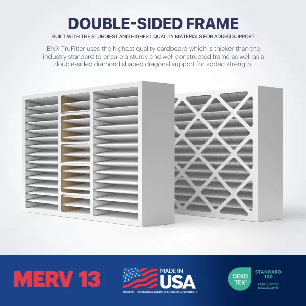 BNX TruFilter 10x10x1 Air Filter MERV 13 6Pack  MADE IN USA  Electrostatic Pleated Air Conditioner HVAC AC Furnace Filters for Allergies Pollen Mold Bacteria Smoke Allergen MPR 1900 FPR 1016x25x5 2Pack Honeywell Compatible