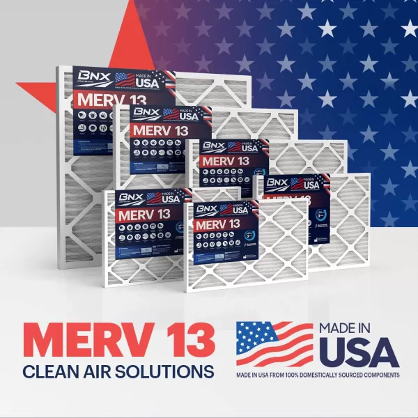 BNX TruFilter 10x10x1 Air Filter MERV 13 6Pack  MADE IN USA  Electrostatic Pleated Air Conditioner HVAC AC Furnace Filters for Allergies Pollen Mold Bacteria Smoke Allergen MPR 1900 FPR 1014x14x1 4Pack