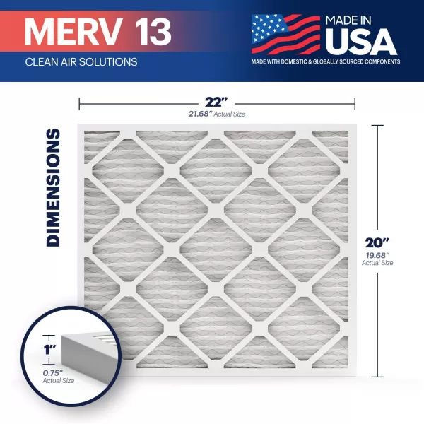 BNX TruFilter 10x10x1 Air Filter MERV 13 6Pack  MADE IN USA  Electrostatic Pleated Air Conditioner HVAC AC Furnace Filters for Allergies Pollen Mold Bacteria Smoke Allergen MPR 1900 FPR 1020x22x1 6Pack