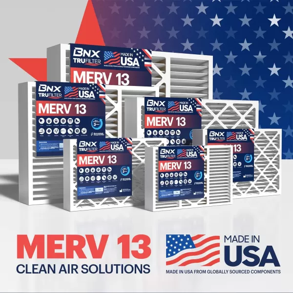 BNX TruFilter 10x10x1 Air Filter MERV 13 6Pack  MADE IN USA  Electrostatic Pleated Air Conditioner HVAC AC Furnace Filters for Allergies Pollen Mold Bacteria Smoke Allergen MPR 1900 FPR 1020x20x4 2Pack Slim Fit