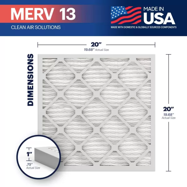 BNX TruFilter 10x10x1 Air Filter MERV 13 6Pack  MADE IN USA  Electrostatic Pleated Air Conditioner HVAC AC Furnace Filters for Allergies Pollen Mold Bacteria Smoke Allergen MPR 1900 FPR 1020x20x1 6Pack