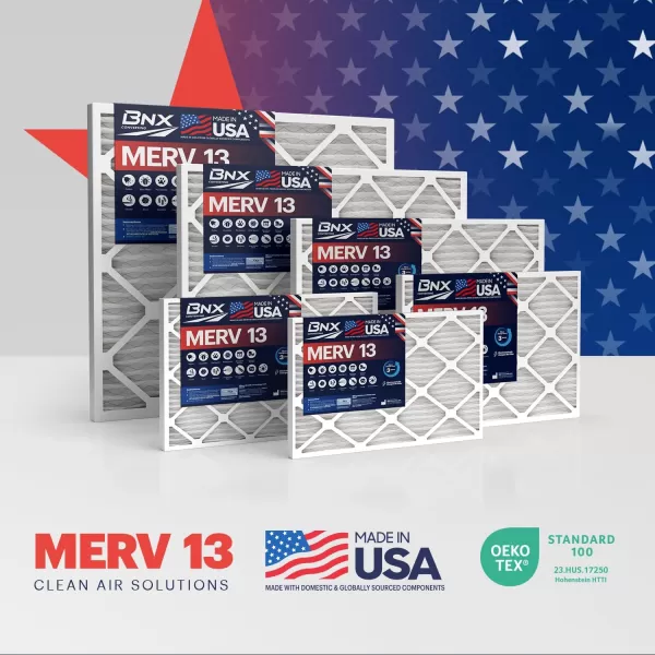 BNX TruFilter 10x10x1 Air Filter MERV 13 6Pack  MADE IN USA  Electrostatic Pleated Air Conditioner HVAC AC Furnace Filters for Allergies Pollen Mold Bacteria Smoke Allergen MPR 1900 FPR 1012x20x1 4Pack