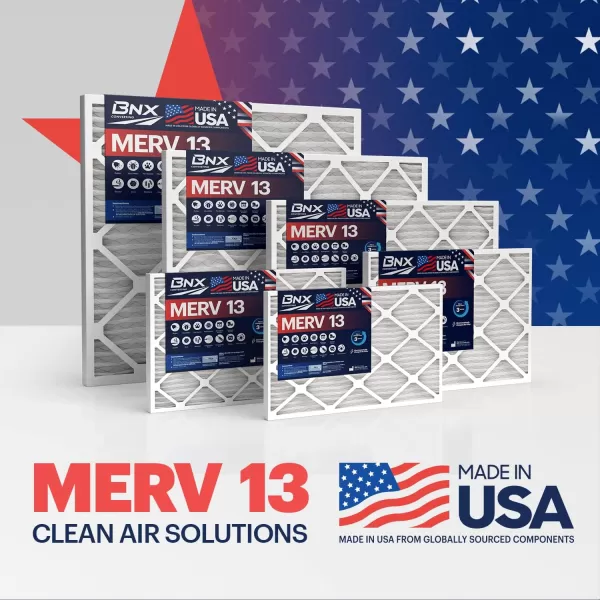 BNX TruFilter 10x10x1 Air Filter MERV 13 6Pack  MADE IN USA  Electrostatic Pleated Air Conditioner HVAC AC Furnace Filters for Allergies Pollen Mold Bacteria Smoke Allergen MPR 1900 FPR 1012x12x1 6Pack