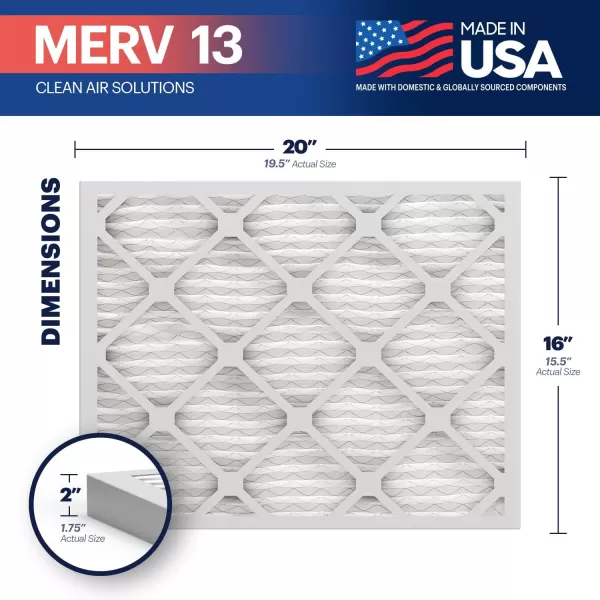 BNX TruFilter 10x10x1 Air Filter MERV 13 6Pack  MADE IN USA  Electrostatic Pleated Air Conditioner HVAC AC Furnace Filters for Allergies Pollen Mold Bacteria Smoke Allergen MPR 1900 FPR 1016x20x2 4Pack