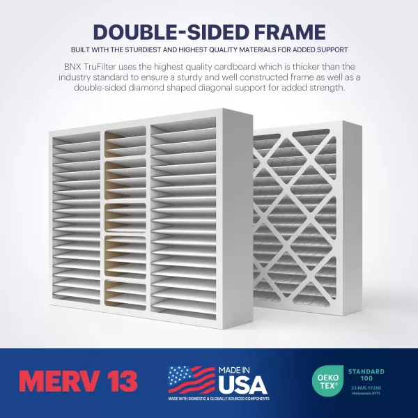 BNX TruFilter 10x10x1 Air Filter MERV 13 6Pack  MADE IN USA  Electrostatic Pleated Air Conditioner HVAC AC Furnace Filters for Allergies Pollen Mold Bacteria Smoke Allergen MPR 1900 FPR 1020x20x5 2Pack Honeywell Compatible