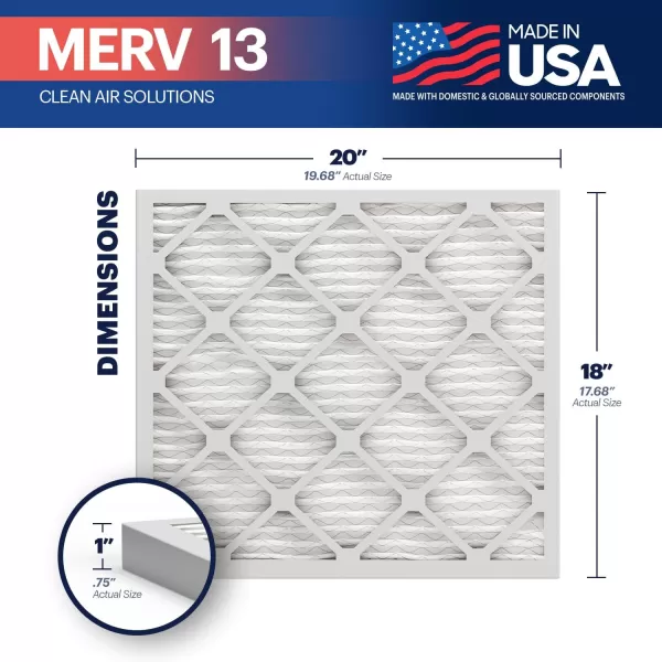 BNX TruFilter 10x10x1 Air Filter MERV 13 6Pack  MADE IN USA  Electrostatic Pleated Air Conditioner HVAC AC Furnace Filters for Allergies Pollen Mold Bacteria Smoke Allergen MPR 1900 FPR 1018x20x1 12Pack