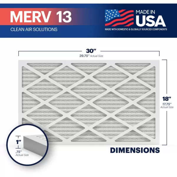 BNX TruFilter 10x10x1 Air Filter MERV 13 6Pack  MADE IN USA  Electrostatic Pleated Air Conditioner HVAC AC Furnace Filters for Allergies Pollen Mold Bacteria Smoke Allergen MPR 1900 FPR 1018x30x1 4Pack