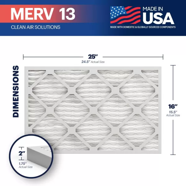 BNX TruFilter 10x10x1 Air Filter MERV 13 6Pack  MADE IN USA  Electrostatic Pleated Air Conditioner HVAC AC Furnace Filters for Allergies Pollen Mold Bacteria Smoke Allergen MPR 1900 FPR 1016x25x2 4Pack
