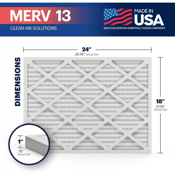 BNX TruFilter 10x10x1 Air Filter MERV 13 6Pack  MADE IN USA  Electrostatic Pleated Air Conditioner HVAC AC Furnace Filters for Allergies Pollen Mold Bacteria Smoke Allergen MPR 1900 FPR 1018x24x1 4Pack