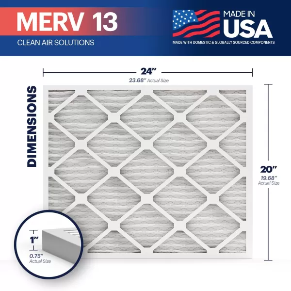 BNX TruFilter 10x10x1 Air Filter MERV 13 6Pack  MADE IN USA  Electrostatic Pleated Air Conditioner HVAC AC Furnace Filters for Allergies Pollen Mold Bacteria Smoke Allergen MPR 1900 FPR 1020x24x1 6Pack