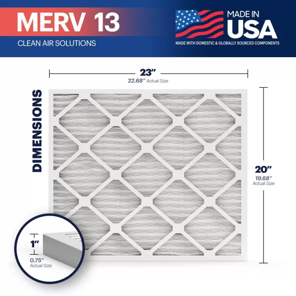 BNX TruFilter 10x10x1 Air Filter MERV 13 6Pack  MADE IN USA  Electrostatic Pleated Air Conditioner HVAC AC Furnace Filters for Allergies Pollen Mold Bacteria Smoke Allergen MPR 1900 FPR 1020x23x1 12Pack