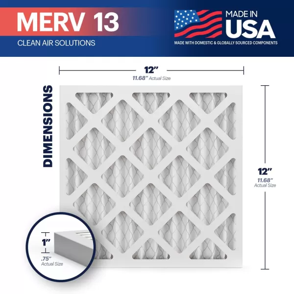 BNX TruFilter 10x10x1 Air Filter MERV 13 6Pack  MADE IN USA  Electrostatic Pleated Air Conditioner HVAC AC Furnace Filters for Allergies Pollen Mold Bacteria Smoke Allergen MPR 1900 FPR 1012x12x1 6Pack