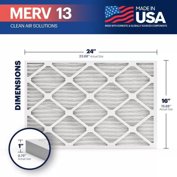BNX TruFilter 10x10x1 Air Filter MERV 13 6Pack  MADE IN USA  Electrostatic Pleated Air Conditioner HVAC AC Furnace Filters for Allergies Pollen Mold Bacteria Smoke Allergen MPR 1900 FPR 1016x24x1 4Pack