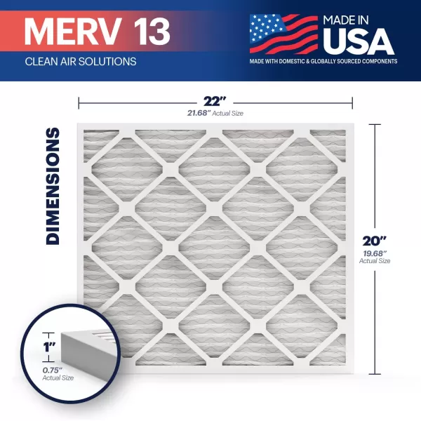 BNX TruFilter 10x10x1 Air Filter MERV 13 6Pack  MADE IN USA  Electrostatic Pleated Air Conditioner HVAC AC Furnace Filters for Allergies Pollen Mold Bacteria Smoke Allergen MPR 1900 FPR 1020x22x1 4Pack