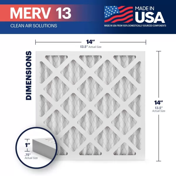 BNX TruFilter 10x10x1 Air Filter MERV 13 6Pack  MADE IN USA  Electrostatic Pleated Air Conditioner HVAC AC Furnace Filters for Allergies Pollen Mold Bacteria Smoke Allergen MPR 1900 FPR 1014x14x1 4Pack