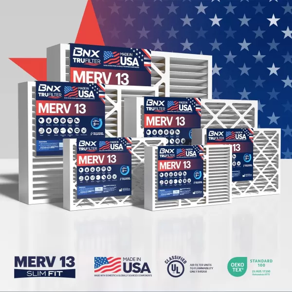 BNX TruFilter 10x10x1 Air Filter MERV 13 6Pack  MADE IN USA  Electrostatic Pleated Air Conditioner HVAC AC Furnace Filters for Allergies Pollen Mold Bacteria Smoke Allergen MPR 1900 FPR 1020x20x5 2Pack Honeywell Compatible