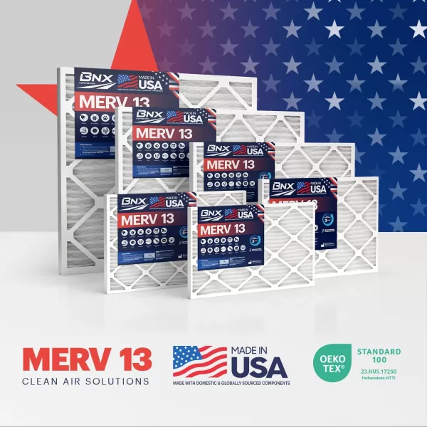 BNX TruFilter 10x10x1 Air Filter MERV 13 6Pack  MADE IN USA  Electrostatic Pleated Air Conditioner HVAC AC Furnace Filters for Allergies Pollen Mold Bacteria Smoke Allergen MPR 1900 FPR 1010x30x1 4Pack