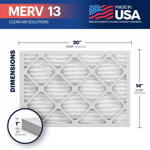 BNX TruFilter 10x10x1 Air Filter MERV 13 6Pack  MADE IN USA  Electrostatic Pleated Air Conditioner HVAC AC Furnace Filters for Allergies Pollen Mold Bacteria Smoke Allergen MPR 1900 FPR 1014x20x1 4Pack