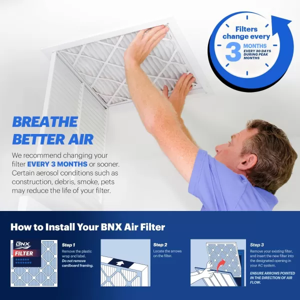 BNX TruFilter 10x10x1 Air Filter MERV 13 6Pack  MADE IN USA  Electrostatic Pleated Air Conditioner HVAC AC Furnace Filters for Allergies Pollen Mold Bacteria Smoke Allergen MPR 1900 FPR 1016x20x4 2Pack Slim Fit