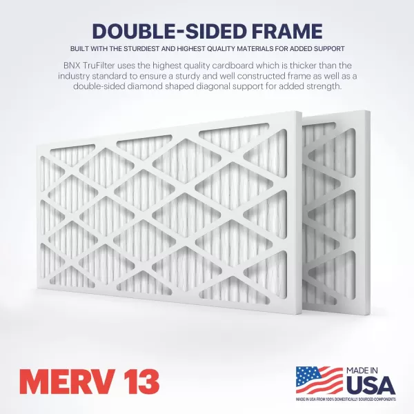 BNX TruFilter 10x10x1 Air Filter MERV 13 6Pack  MADE IN USA  Electrostatic Pleated Air Conditioner HVAC AC Furnace Filters for Allergies Pollen Mold Bacteria Smoke Allergen MPR 1900 FPR 1020x30x1 4Pack