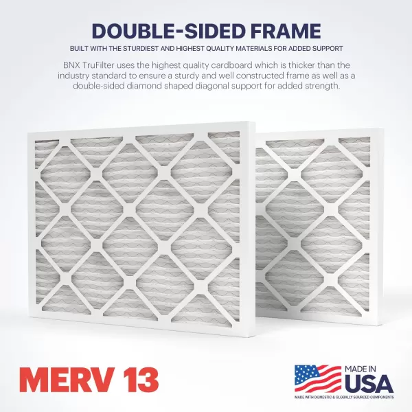 BNX TruFilter 10x10x1 Air Filter MERV 13 6Pack  MADE IN USA  Electrostatic Pleated Air Conditioner HVAC AC Furnace Filters for Allergies Pollen Mold Bacteria Smoke Allergen MPR 1900 FPR 1018x30x1 4Pack