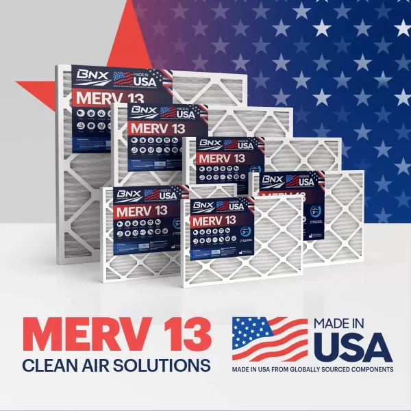 BNX TruFilter 10x10x1 Air Filter MERV 13 6Pack  MADE IN USA  Electrostatic Pleated Air Conditioner HVAC AC Furnace Filters for Allergies Pollen Mold Bacteria Smoke Allergen MPR 1900 FPR 1012x20x1 6Pack