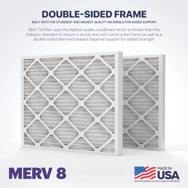 BNX TruFilter 12x12x1 Air Filter MERV 8 6Pack  MADE IN USA  Dust ampamp Pet Defense Pleated Air Conditioner HVAC AC Furnace Filters for Dust Pet Mold Pollen MPR 600  700 ampamp FPR 516x20x2 4Pack