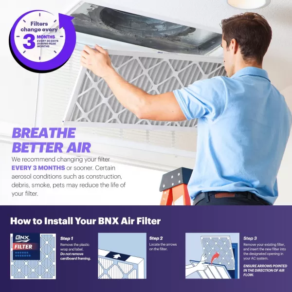 BNX TruFilter 16x25x1 Air Filter MERV 8 6Pack  MADE IN USA  Dust ampamp Pet Defense Electrostatic Pleated Air Conditioner HVAC AC Furnace Filters for Dust Pet Mold Pollen MPR 600  700 ampamp FPR 520x24x2 4Pack