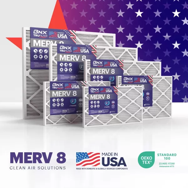 BNX TruFilter 16x25x1 Air Filter MERV 8 6Pack  MADE IN USA  Dust ampamp Pet Defense Electrostatic Pleated Air Conditioner HVAC AC Furnace Filters for Dust Pet Mold Pollen MPR 600  700 ampamp FPR 514x24x1 6Pack