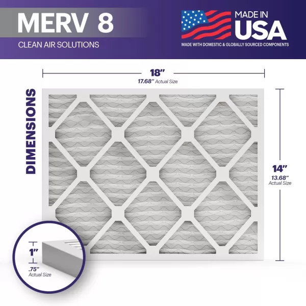 BNX TruFilter 16x25x1 Air Filter MERV 8 6Pack  MADE IN USA  Dust ampamp Pet Defense Electrostatic Pleated Air Conditioner HVAC AC Furnace Filters for Dust Pet Mold Pollen MPR 600  700 ampamp FPR 514x18x1 6Pack