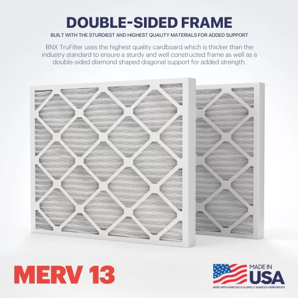 BNX TruFilter 18x20x1 Air Filter MERV 13 4Pack  MADE IN USA  Electrostatic Pleated Air Conditioner HVAC AC Furnace Filters for Allergies Pollen Mold Bacteria Smoke Allergen MPR 1900 FPR 1020x25x2 4Pack