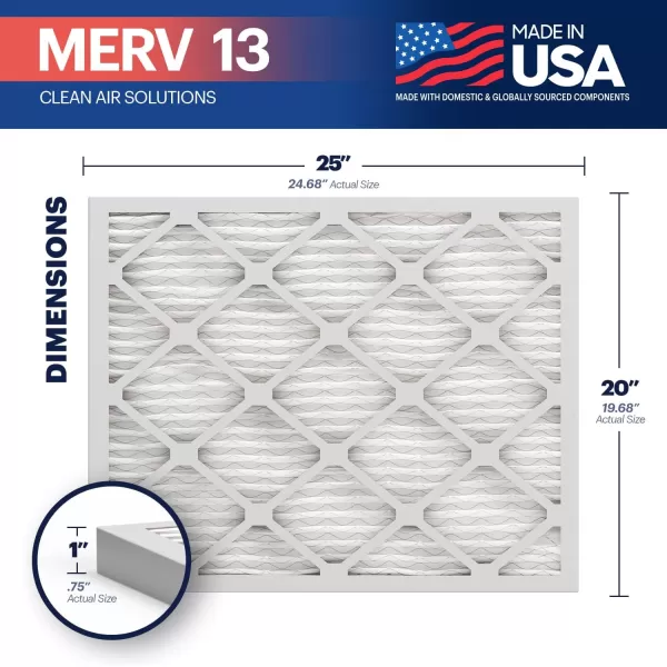 BNX TruFilter 18x20x1 Air Filter MERV 13 4Pack  MADE IN USA  Electrostatic Pleated Air Conditioner HVAC AC Furnace Filters for Allergies Pollen Mold Bacteria Smoke Allergen MPR 1900 FPR 1020x25x1 4Pack