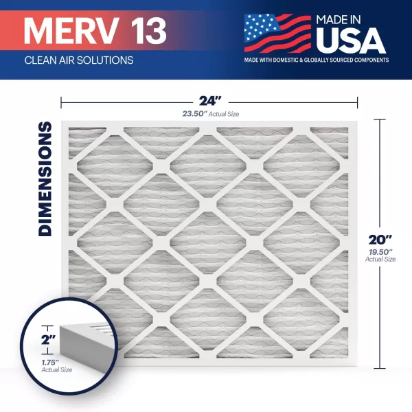 BNX TruFilter 18x20x1 Air Filter MERV 13 4Pack  MADE IN USA  Electrostatic Pleated Air Conditioner HVAC AC Furnace Filters for Allergies Pollen Mold Bacteria Smoke Allergen MPR 1900 FPR 1020x24x2 4Pack