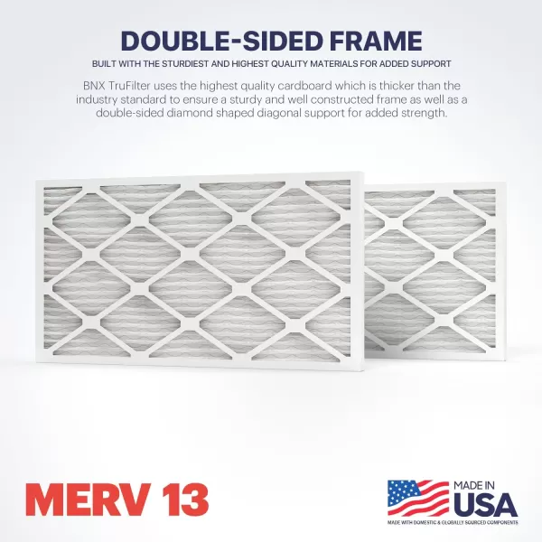 BNX TruFilter 18x20x1 Air Filter MERV 13 4Pack  MADE IN USA  Electrostatic Pleated Air Conditioner HVAC AC Furnace Filters for Allergies Pollen Mold Bacteria Smoke Allergen MPR 1900 FPR 1016x30x1 4Pack