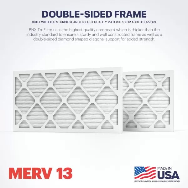 BNX TruFilter 18x20x1 Air Filter MERV 13 4Pack  MADE IN USA  Electrostatic Pleated Air Conditioner HVAC AC Furnace Filters for Allergies Pollen Mold Bacteria Smoke Allergen MPR 1900 FPR 1012x30x1 4Pack