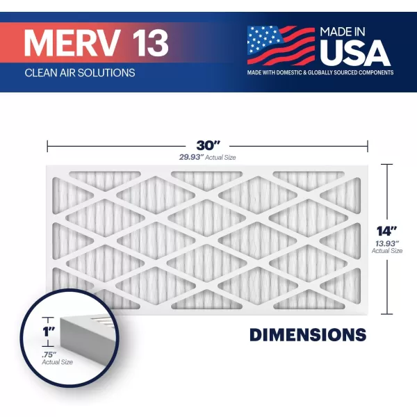 BNX TruFilter 18x20x1 Air Filter MERV 13 4Pack  MADE IN USA  Electrostatic Pleated Air Conditioner HVAC AC Furnace Filters for Allergies Pollen Mold Bacteria Smoke Allergen MPR 1900 FPR 1014x30x1 4pack